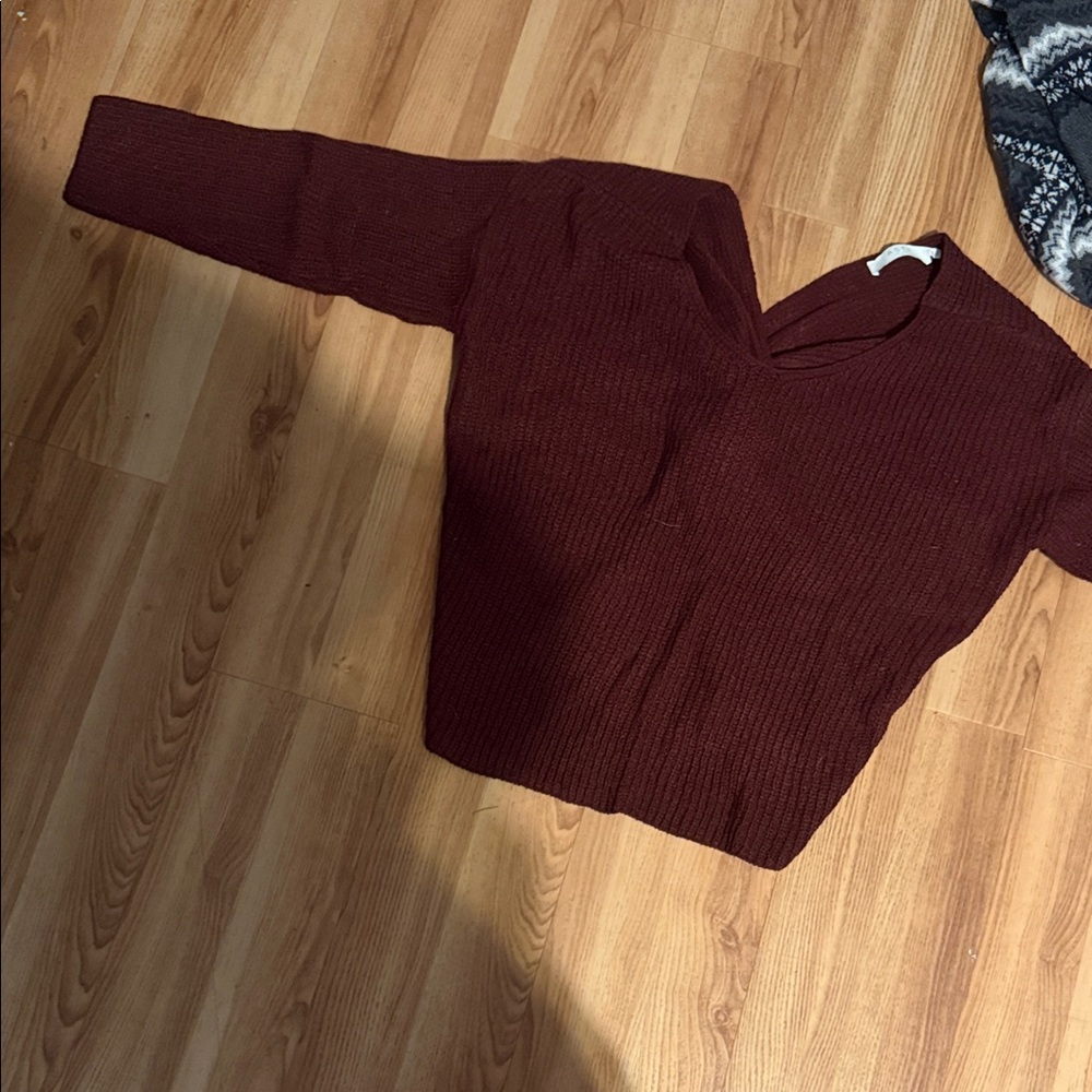 Astr Deep Red V-Neck Sweater